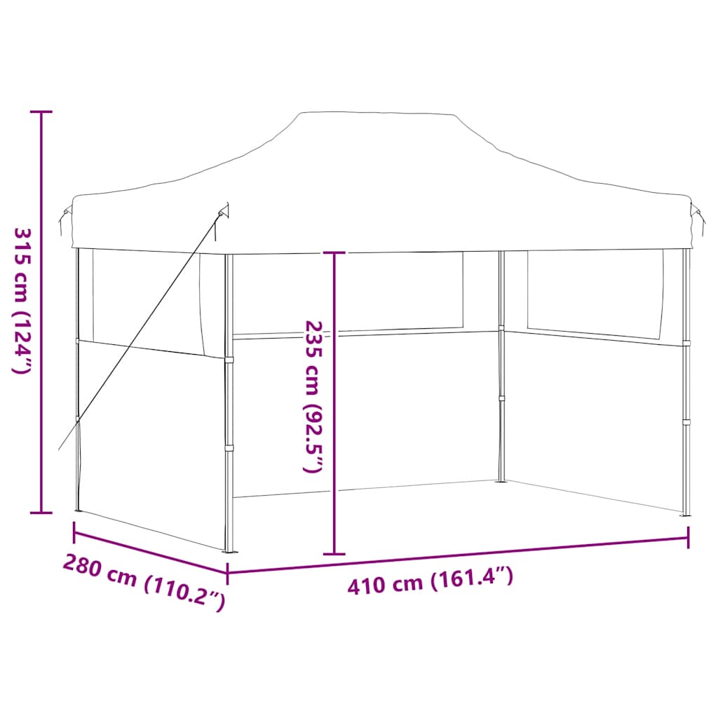 Gazebo Professionale Pieghevole 3 Pareti 3x4m Acciaio Antracite | homemem39