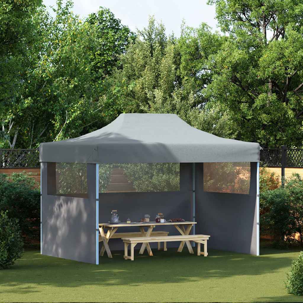 Gazebo Professionale Pieghevole 3 Pareti 3x4m Acciaio Antracite | homemem39
