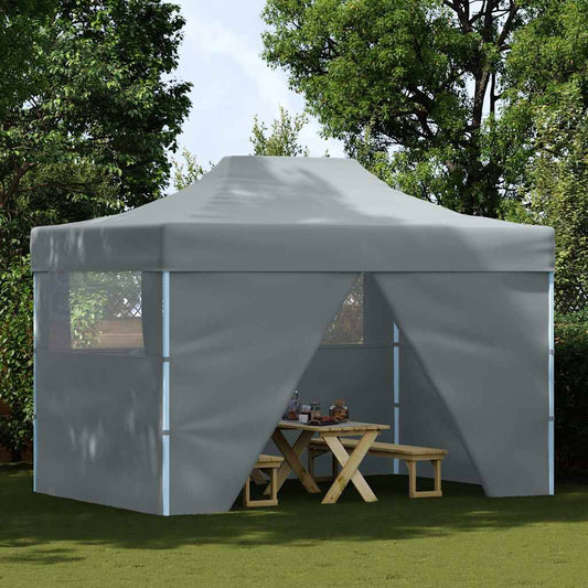 Gazebo Professionale Pieghevole 4 Pareti 3x4m Acciaio Antracite