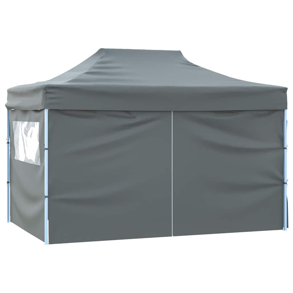 Gazebo Professionale Pieghevole 4 Pareti 3x4m Acciaio Antracite