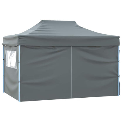 Gazebo Professionale Pieghevole 4 Pareti 3x4m Acciaio Antracite