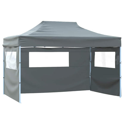 Gazebo Professionale Pieghevole 4 Pareti 3x4m Acciaio Antracite - homemem39