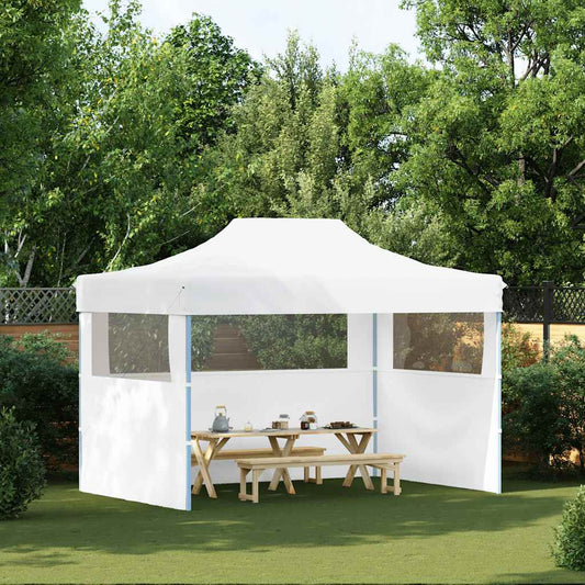Gazebo Professionale Pieghevole 3 Pareti 280x410x315 cm Acciaio Bianco | homemem39
