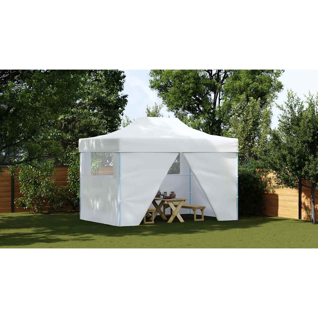 Gazebo Professionale Pieghevole 4 Pareti 280x410x315 cm Acciaio Bianco - homemem39