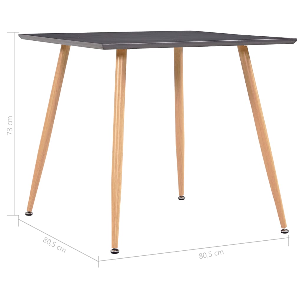 Tavolo da Pranzo Grigio e Rovere 80,5x80,5x73 cm in MDF | homemem39