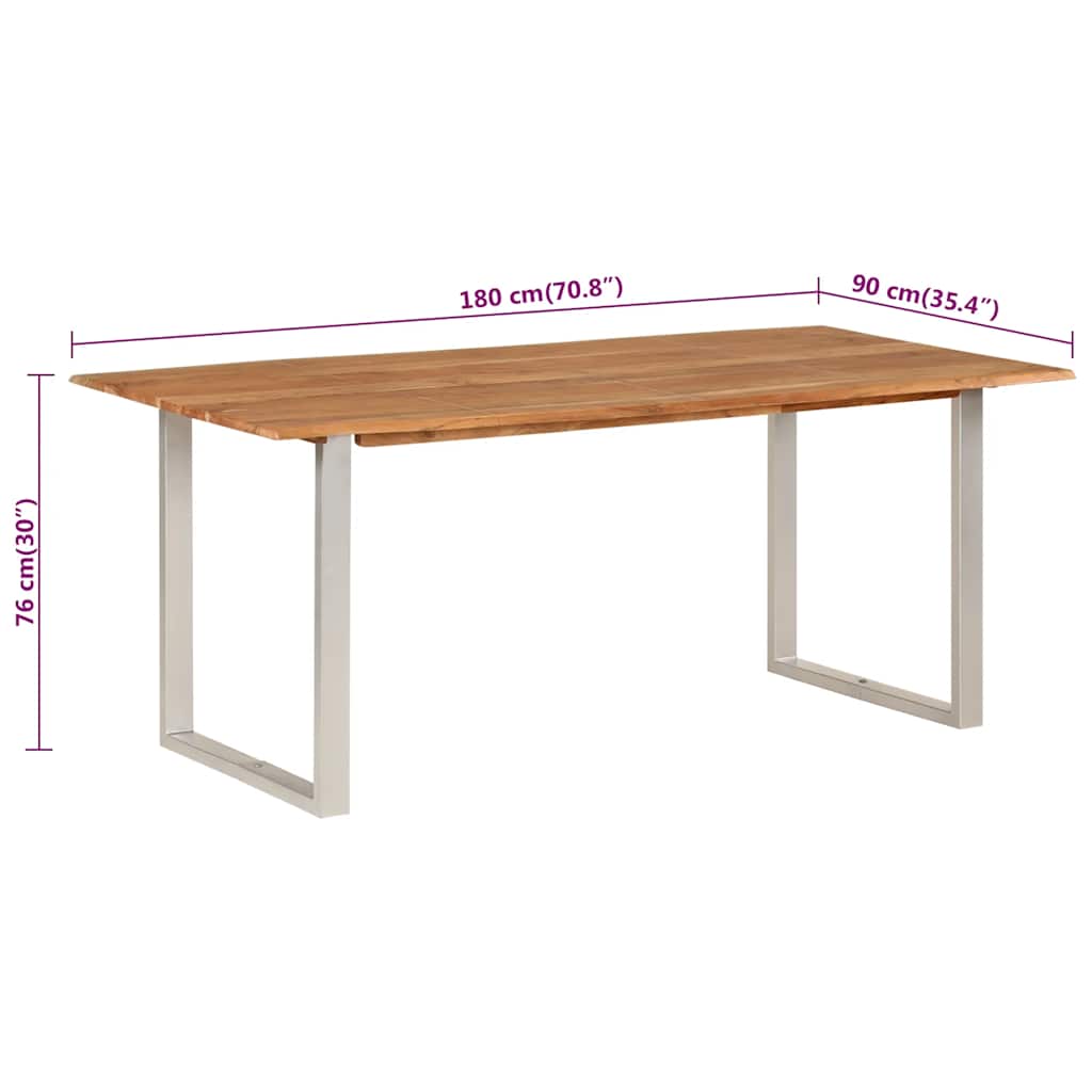 Tavolo da Pranzo 180x90x76 cm in Legno Massello di Acacia