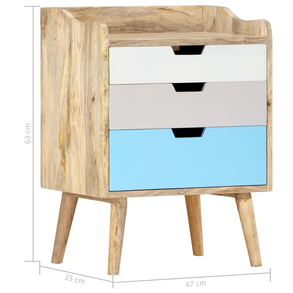 Comodino 47x35x63 cm in Legno Massello di Mango - homemem39