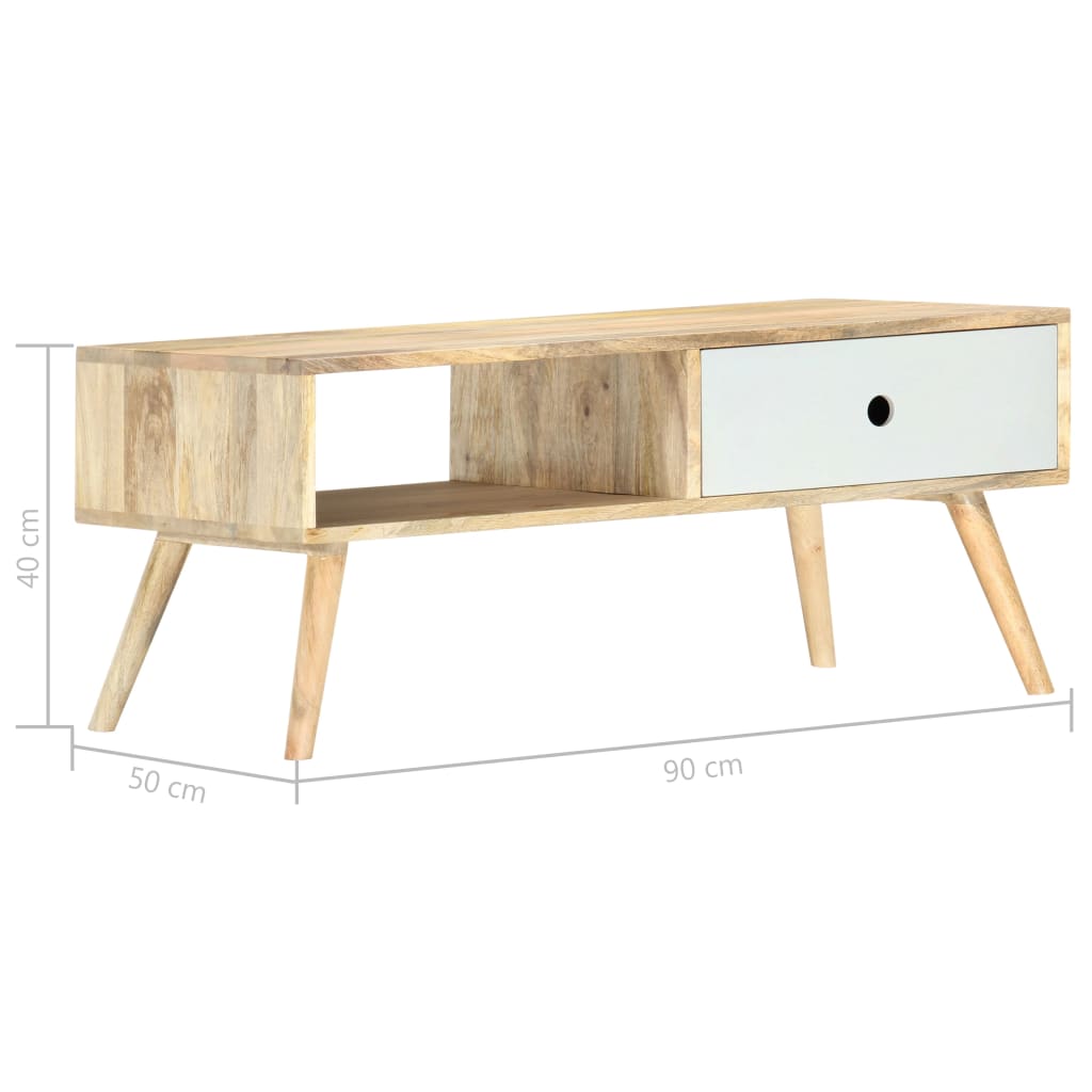 Tavolino da Salotto 90x50x40 cm in Legno Massello di Mango | homemem39