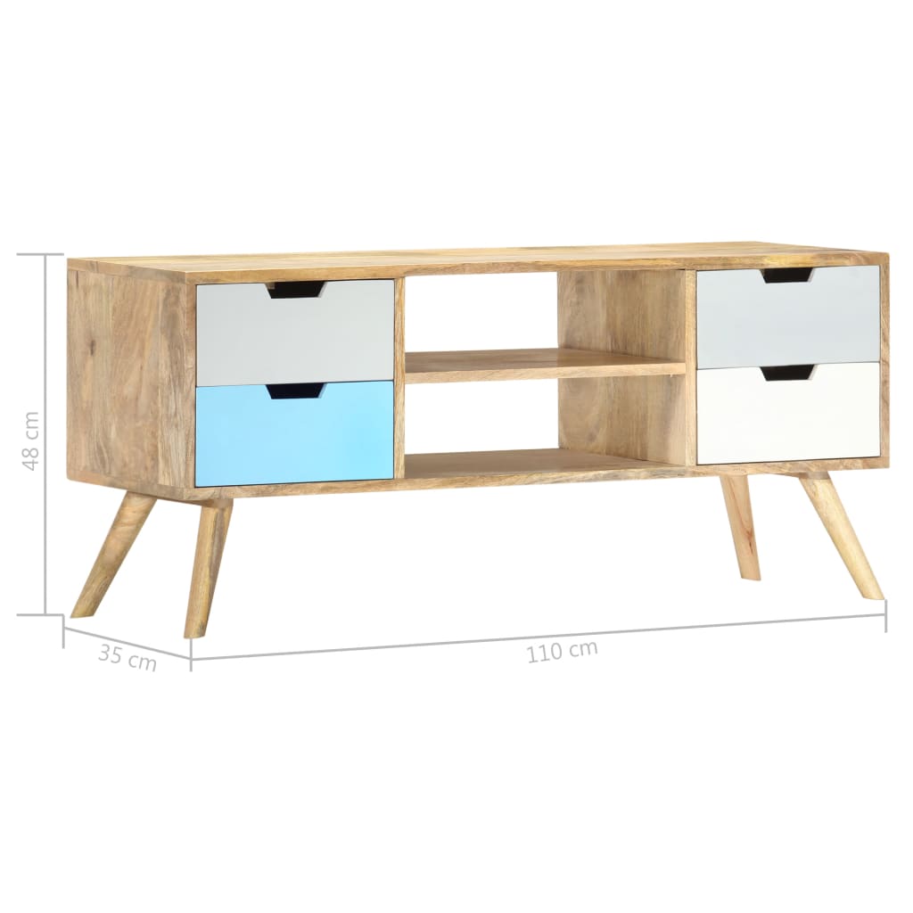 Mobile Porta TV 110x35x48 cm Legno Massello di Mango | homemem39