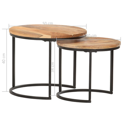 Tavolini Impilabili 2 pz in Legno Massello di Acacia | homemem39