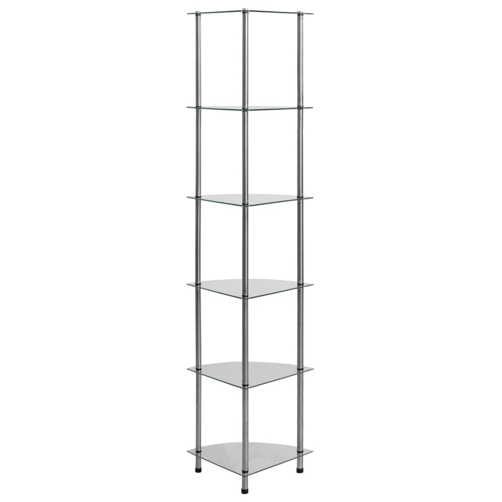 Scaffale a 6 Livelli Trasparente 30x30x160 cm Vetro Temperato | homemem39