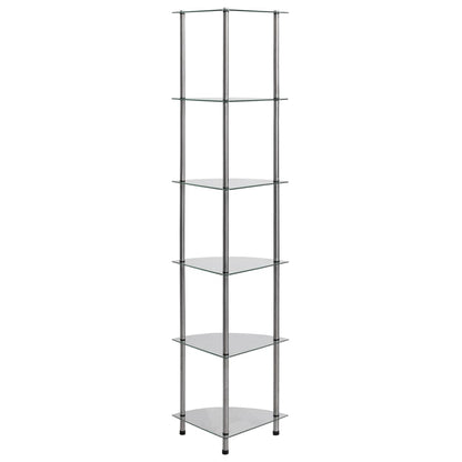 Scaffale a 6 Livelli Trasparente 30x30x160 cm Vetro Temperato | homemem39