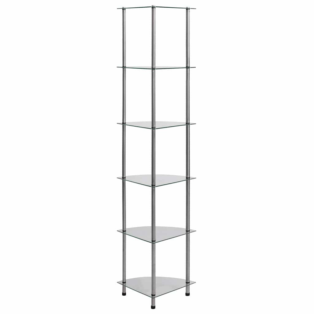 Scaffale a 6 Livelli 30x30x160 cm vetro temperato