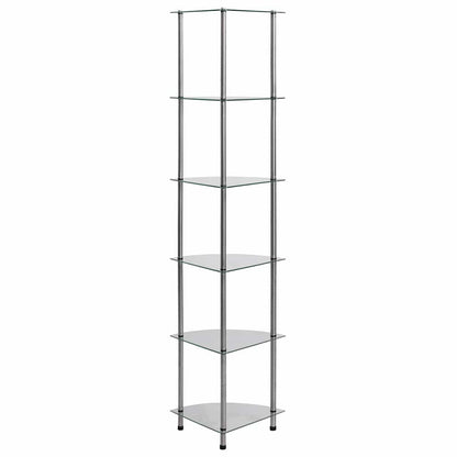 Scaffale a 6 Livelli 30x30x160 cm vetro temperato