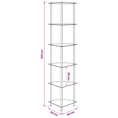 Scaffale a 6 Livelli 30x30x160 cm vetro temperato