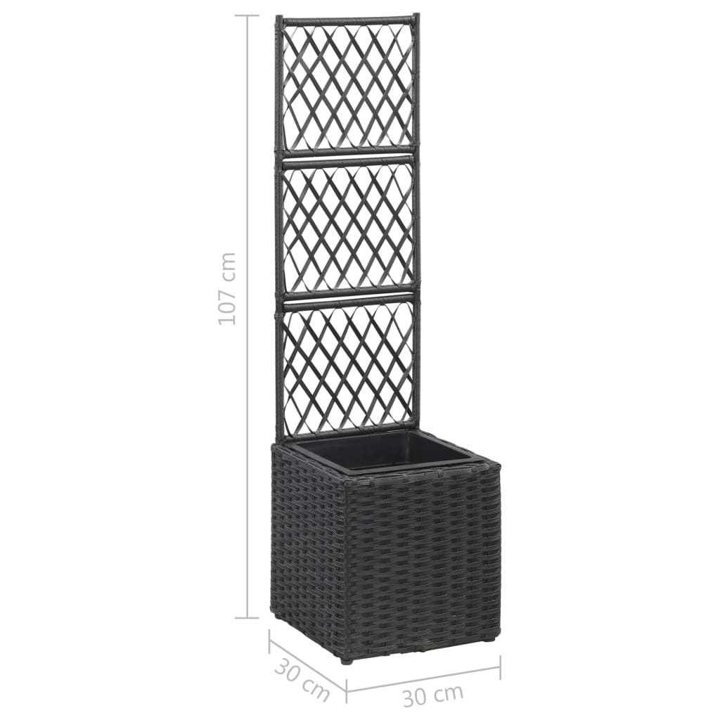 Letto Rialzato con Traliccio 1 Vaso 30x30x107cm Polyrattan Nero | homemem39