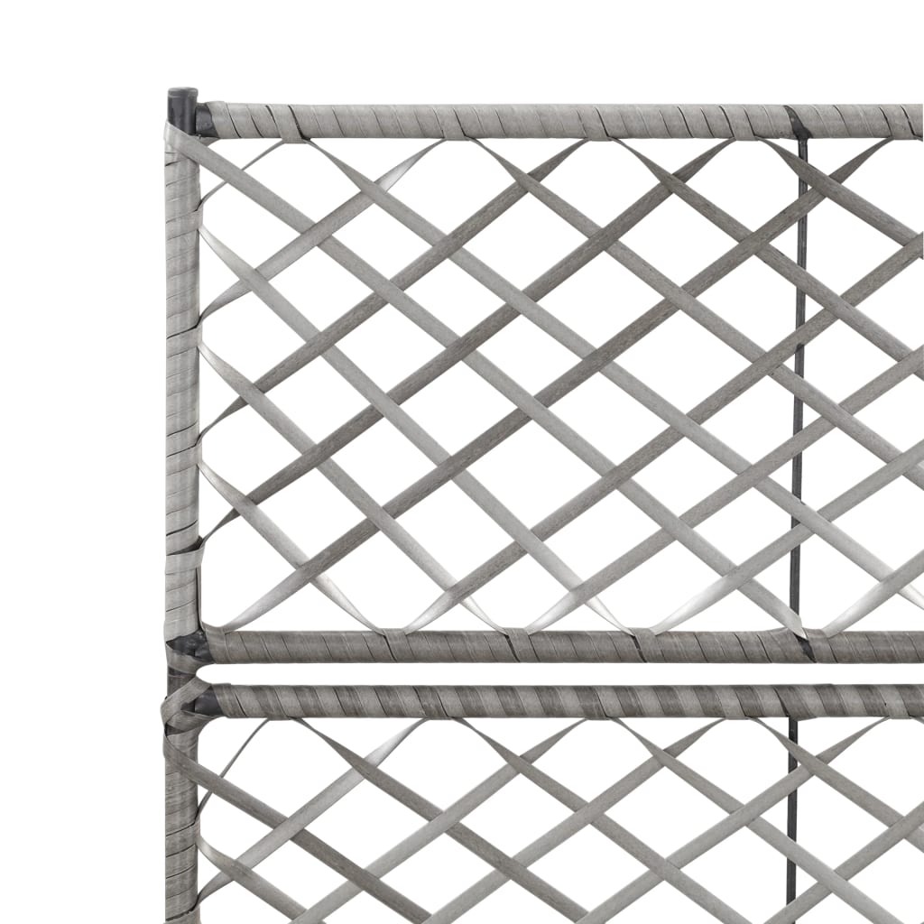 Letto Rialzato a Traliccio 2 Vasi 58x30x107cm Polyrattan Grigio - homemem39