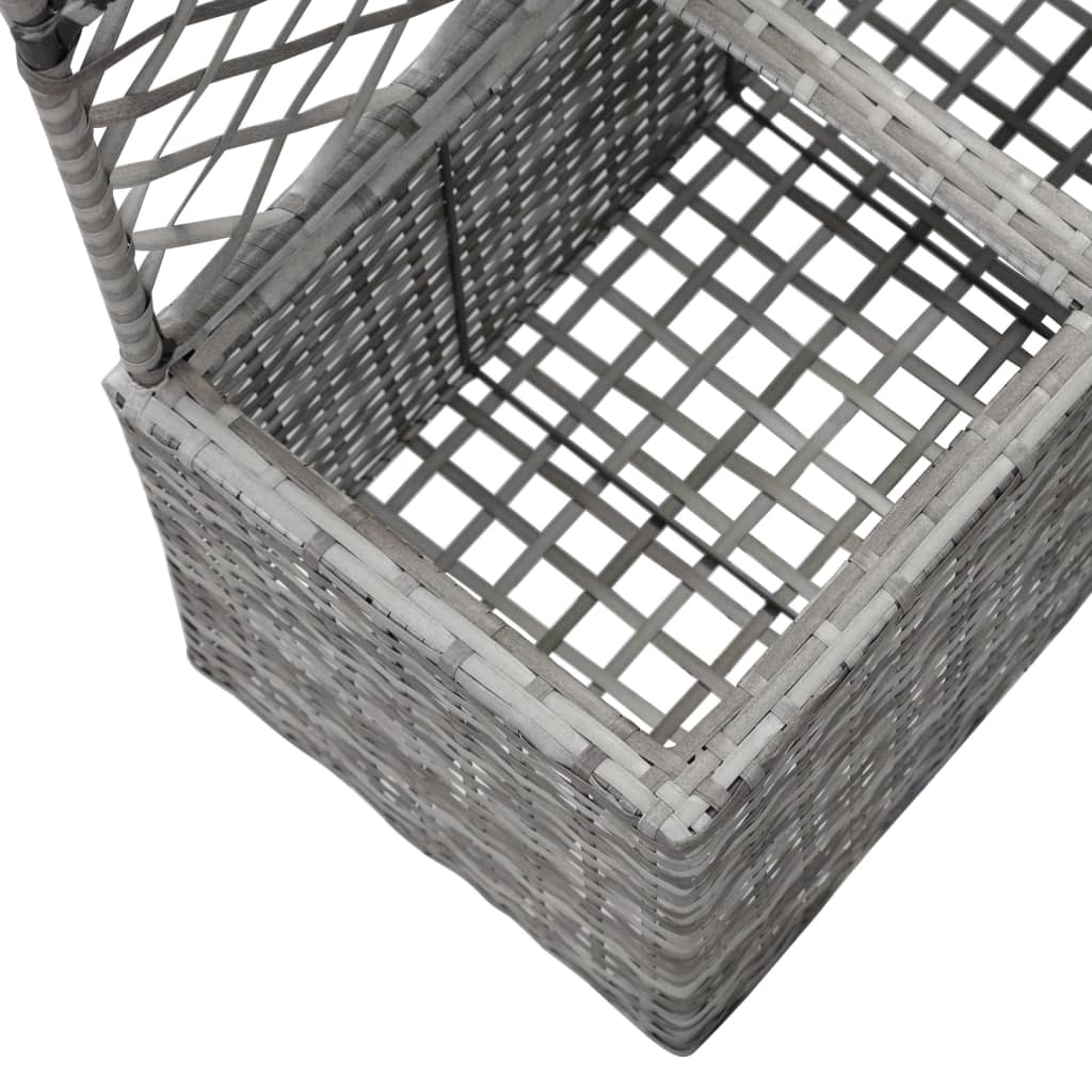 Letto Rialzato a Traliccio 2 Vasi 58x30x107cm Polyrattan Grigio - homemem39