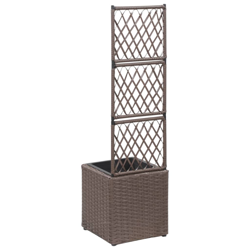 Letto Rialzato Traliccio 1 Vaso 30x30x107cm Polyrattan Marrone | homemem39