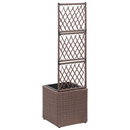 Letto Rialzato Traliccio 1 Vaso 30x30x107cm Polyrattan Marrone | homemem39