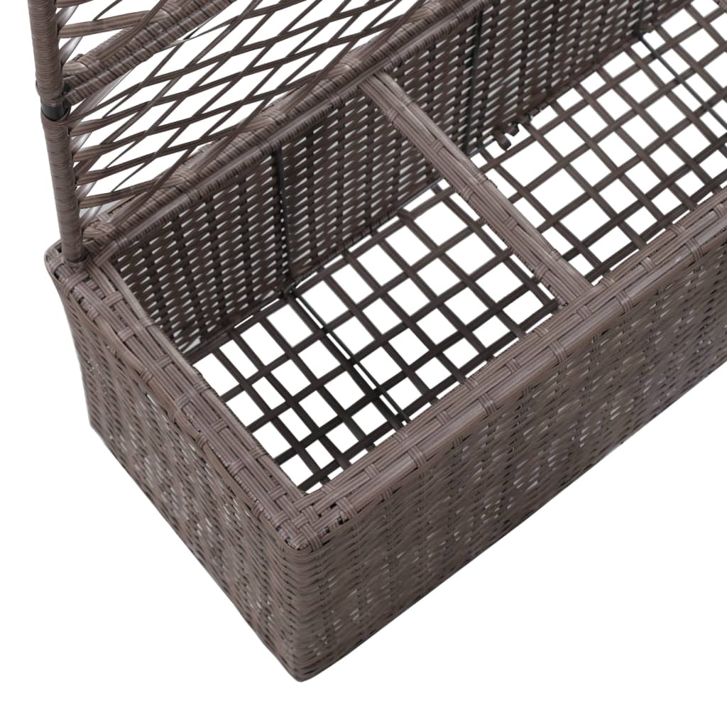 Leto Rialzato Traliccio 3 Vasi 83x30x130 cm Polyrattan Marrone
