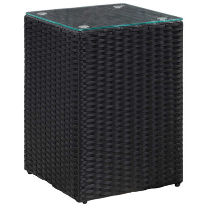 Tavolini Laterale 3 pz con Piano in Vetro Neri in Polyrattan | homemem39