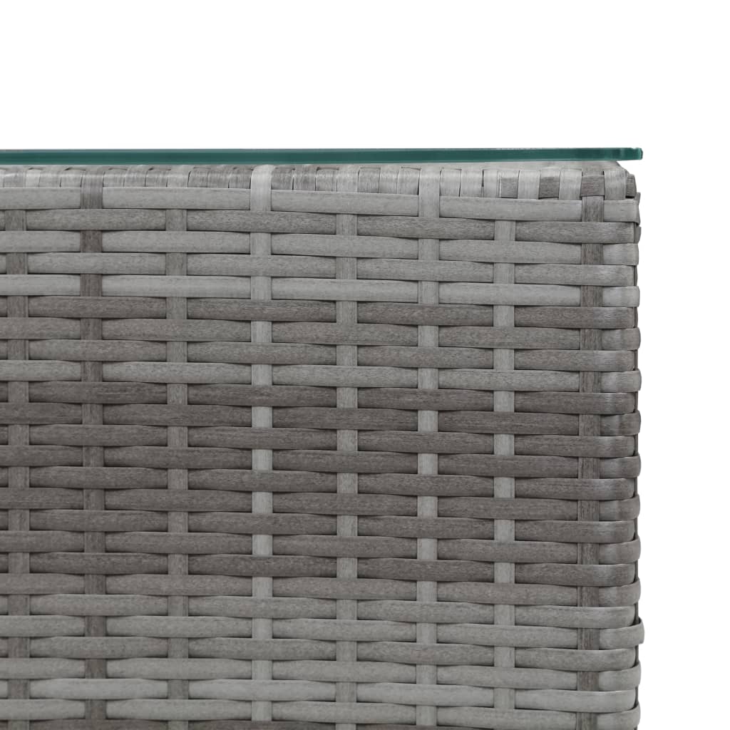Tavolini Laterale 3 pz con Piano in Vetro Grigi in Polyrattan - homemem39