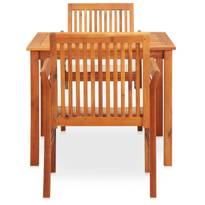 Set da Pranzo da Giardino 3 pz con Cuscini Massello di Acacia