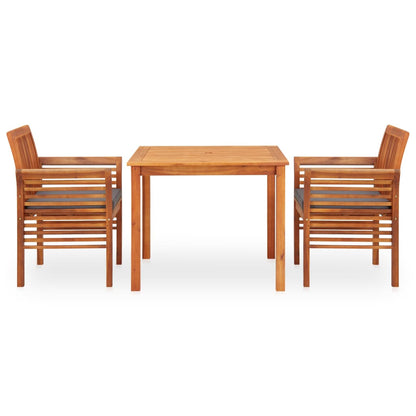 Set da Pranzo da Giardino 3 pz con Cuscini Massello di Acacia