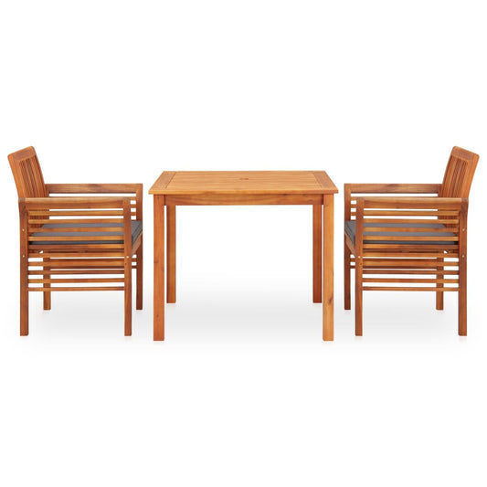 Set da Pranzo da Giardino 3 pz con Cuscini Massello di Acacia