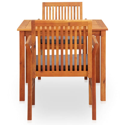 Set da Pranzo da Giardino 3 pz con Cuscini Massello di Acacia
