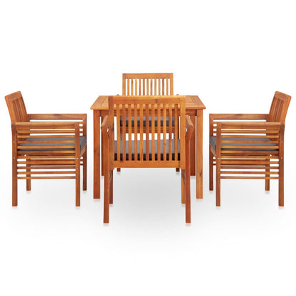 Set da Pranzo da Giardino 5 pz con Cuscini Massello di Acacia