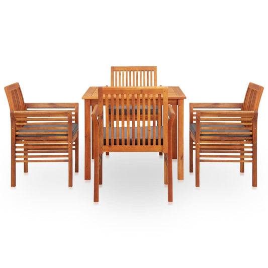 Set da Pranzo da Giardino 5 pz con Cuscini Massello di Acacia