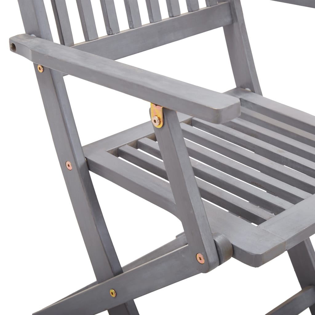 Set da Pranzo per Giardino 5 pz Legno Massello di Acacia Grigio | homemem39