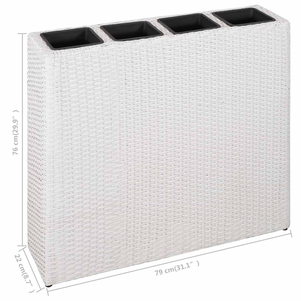 Letti Rialzati da Giardino con 4 Vasi 2 pz in Polyrattan Bianco