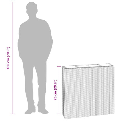 Letti Rialzati da Giardino con 4 Vasi 2 pz in Polyrattan Bianco