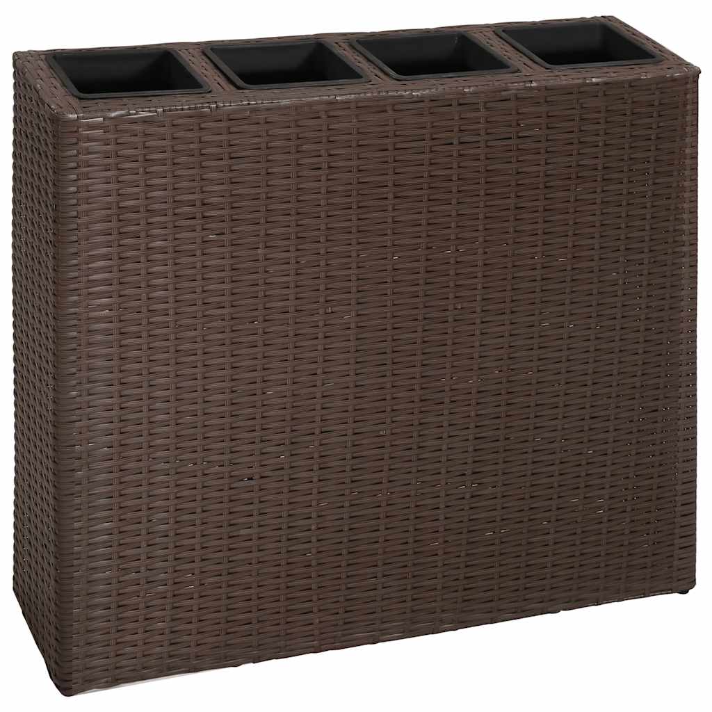Letti Rialzati da Giardino con 4 Vasi 2 pz in Polyrattan Marrone | homemem39