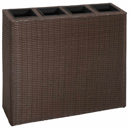 Letti Rialzati da Giardino con 4 Vasi 2 pz in Polyrattan Marrone | homemem39