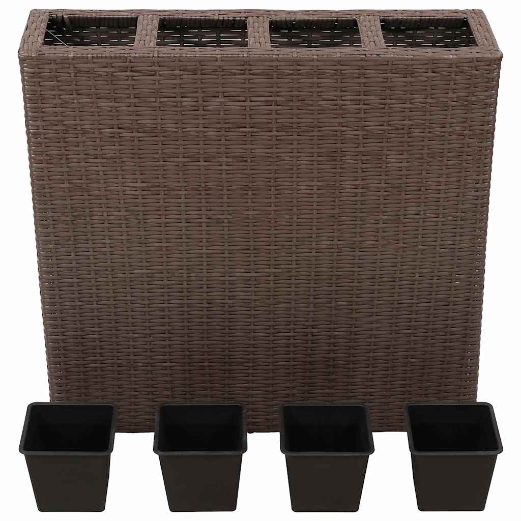 Letti Rialzati da Giardino con 4 Vasi 2 pz in Polyrattan Marrone | homemem39