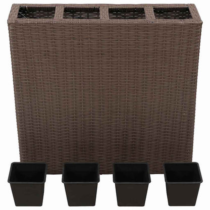 Letti Rialzati da Giardino con 4 Vasi 2 pz in Polyrattan Marrone | homemem39