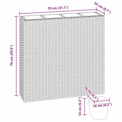 Letti Rialzati da Giardino con 4 Vasi 2 pz in Polyrattan Marrone - homemem39