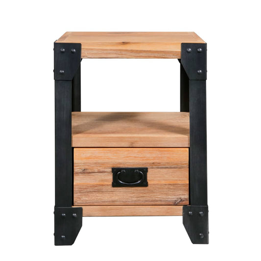 Comodini 2 pz Legno Massello di Acacia e Acciaio 40x30x54 cm - homemem39