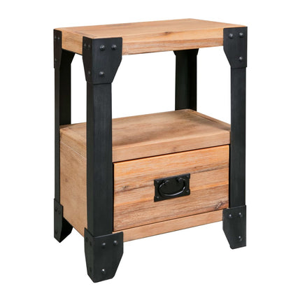 Comodini 2 pz Legno Massello di Acacia e Acciaio 40x30x54 cm - homemem39