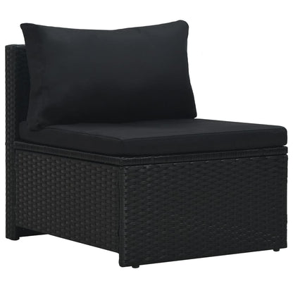 Set Divani da Giardino 6 pz con Cuscini in Polyrattan Nero - homemem39