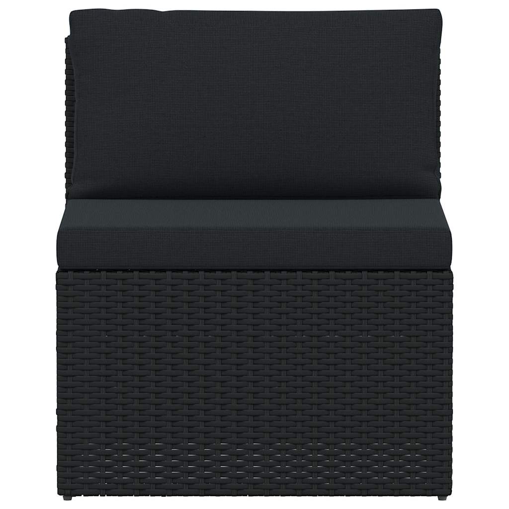 Set Divani da Giardino 4 pz con Cuscini in Polyrattan Nero