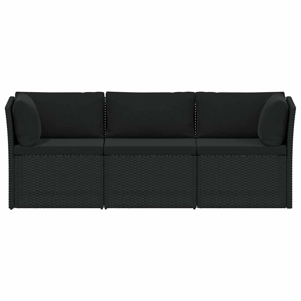 Set Divani da Giardino 4 pz con Cuscini in Polyrattan Nero | homemem39