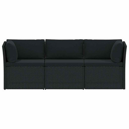 Set Divani da Giardino 4 pz con Cuscini in Polyrattan Nero