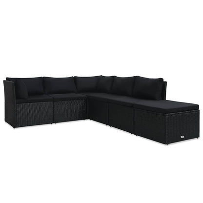Set Divani da Giardino 4 pz con Cuscini in Polyrattan Nero | homemem39