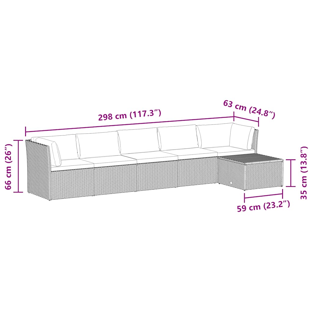 Set Divani da Giardino 4 pz con Cuscini in Polyrattan Nero | homemem39