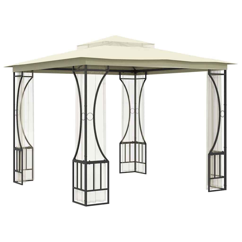 Gazebo con Rete 300x300x265 cm Crema